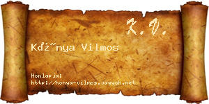 Kónya Vilmos névjegykártya